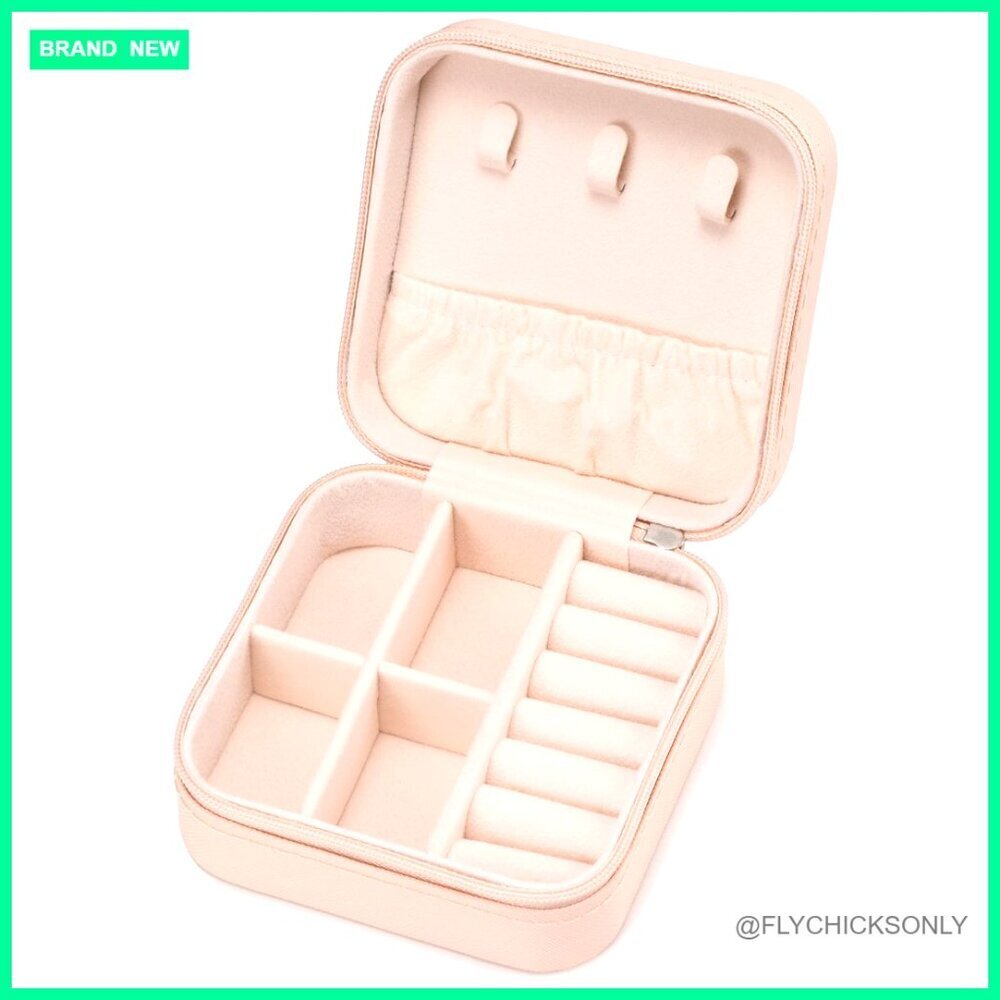 Mini Travel Jewelry Case Organizer with Zipper PU Leather Storage